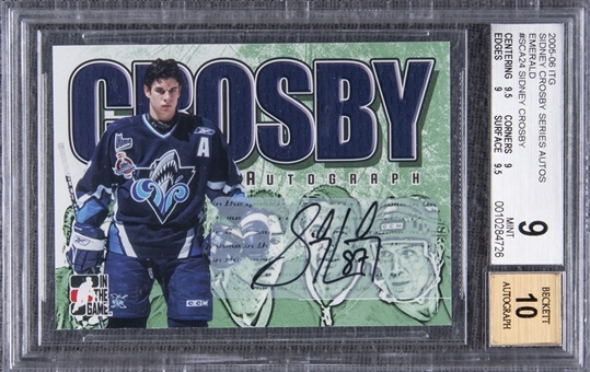 2005-06 ITG “Sidney Crosby Series Autos” Emerald #SCA24 Sidney Crosby Signed Rookie Card (#1/1) - BGS MINT 9/BGS 10
